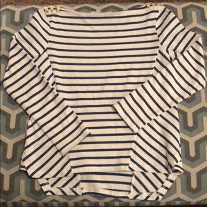 Blue and white striped pullover